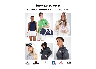 The cover of a catalog featuring various models wearing clothing from Momentec brands