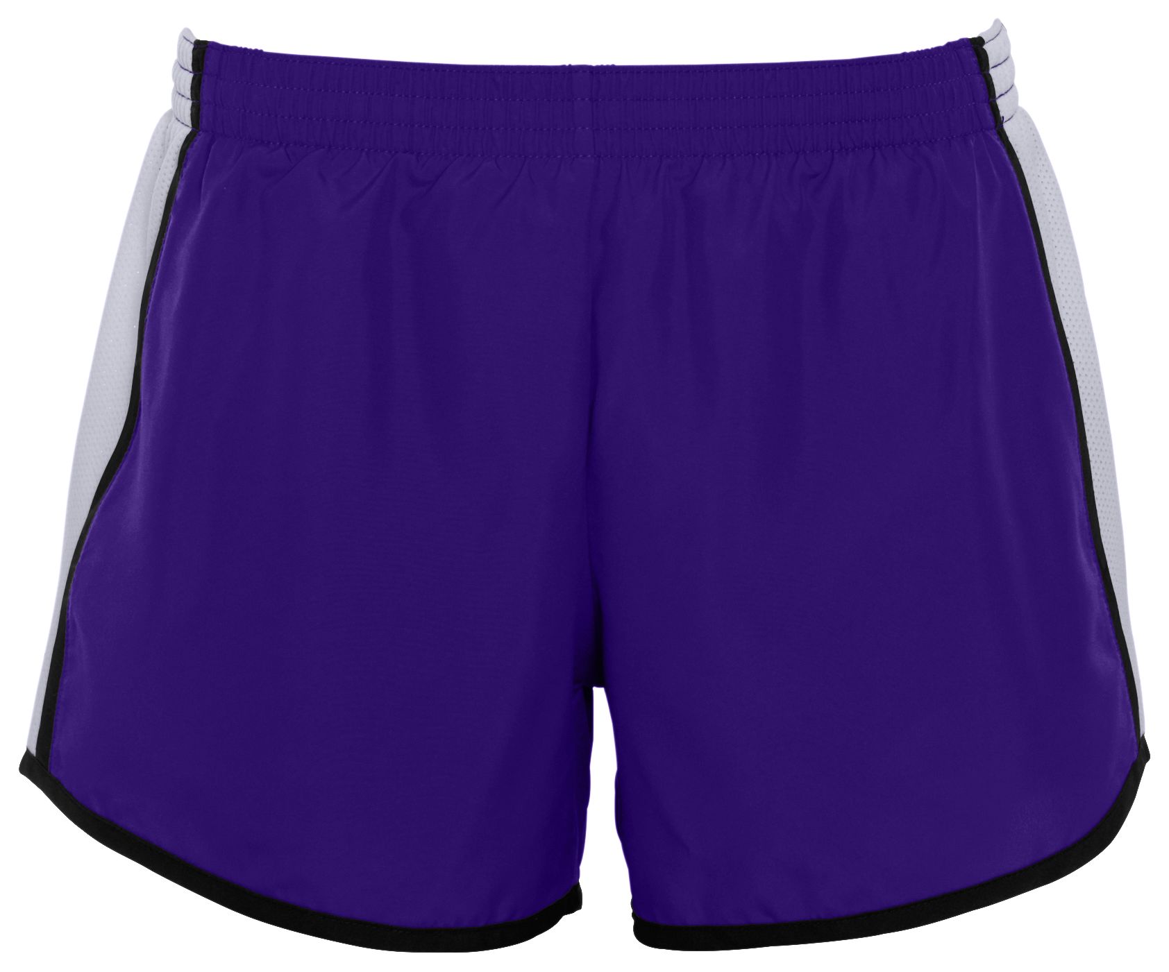 Augusta Sportswear 1265 Ladies Pulse Shorts in PURPLE/WHITE/BLACK