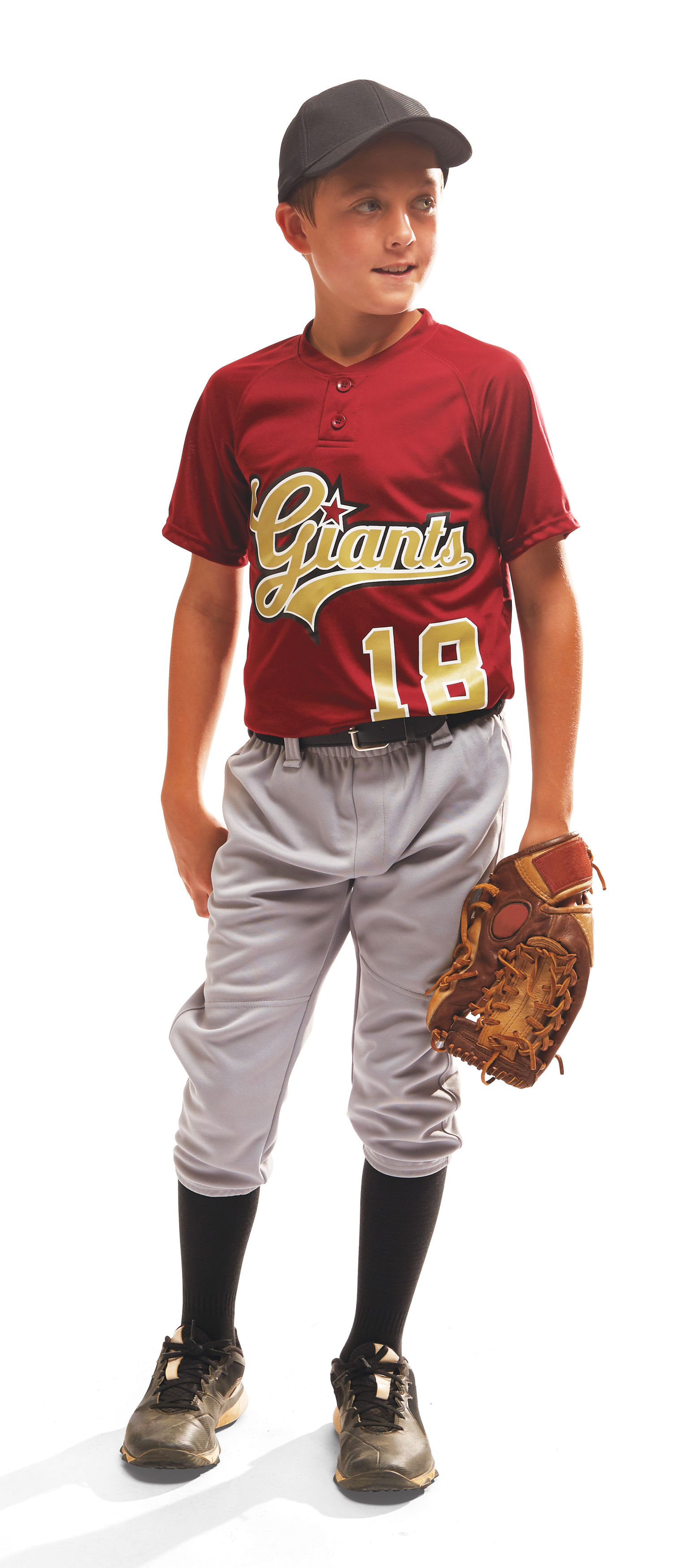 Youth Attain Wicking Two-Button Baseball Jersey