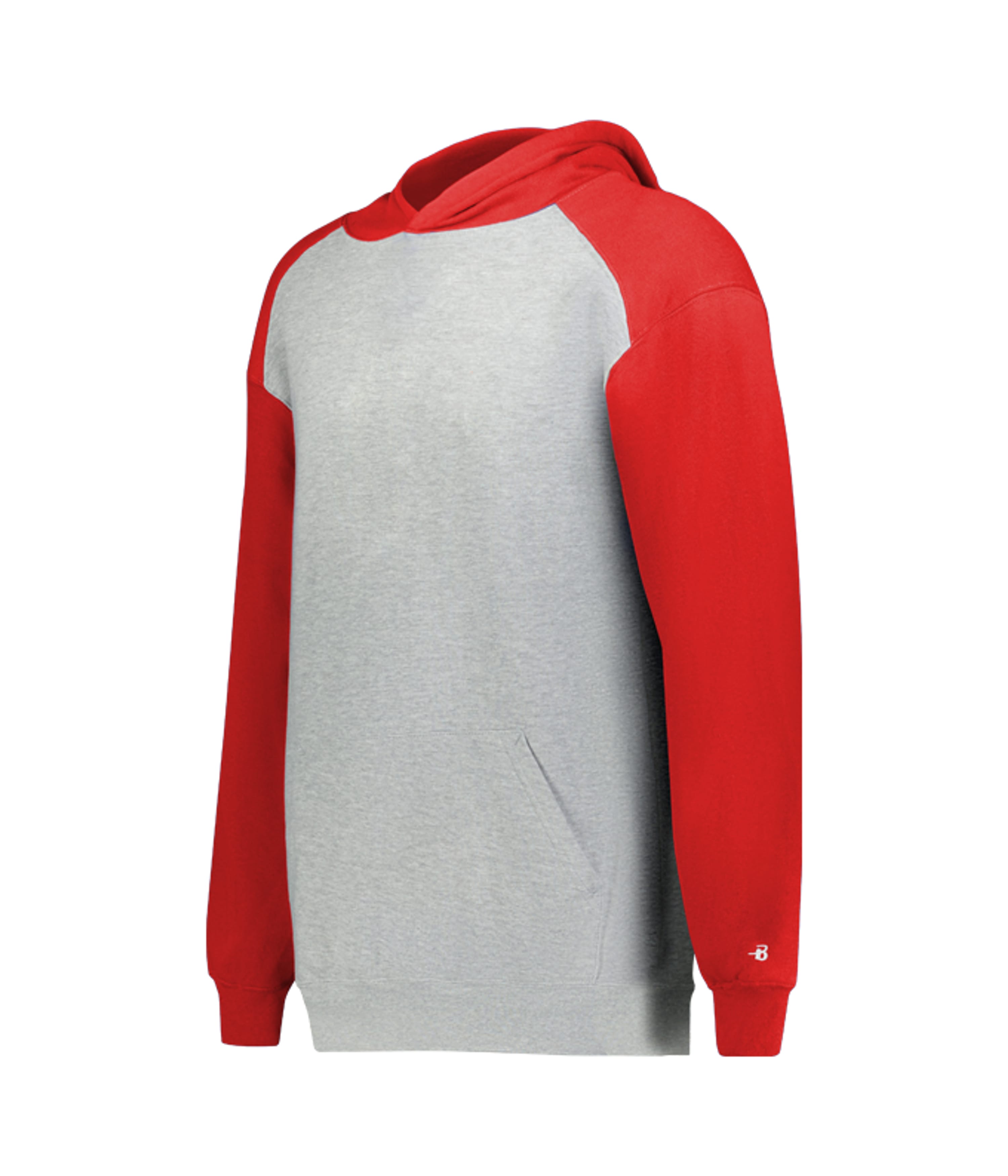 YOUTH ATHLETIC FLEECE SPORT HOODIE - OXFORD/RED (BA)