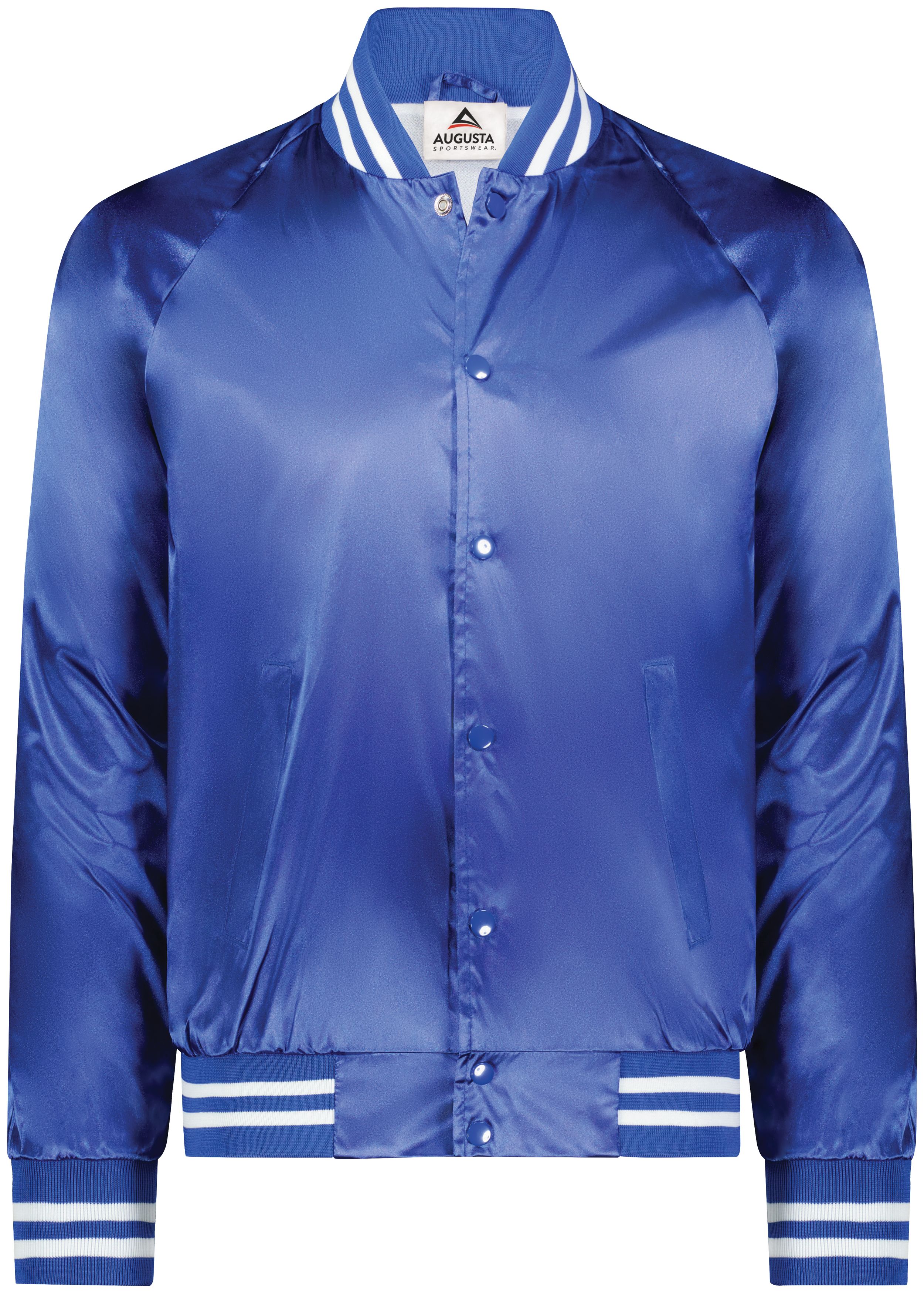 Satin Baseball Jacket/Striped Trim