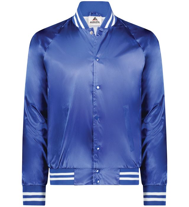 3610 | SATIN BASEBALL JACKET/STRIPED TRIM