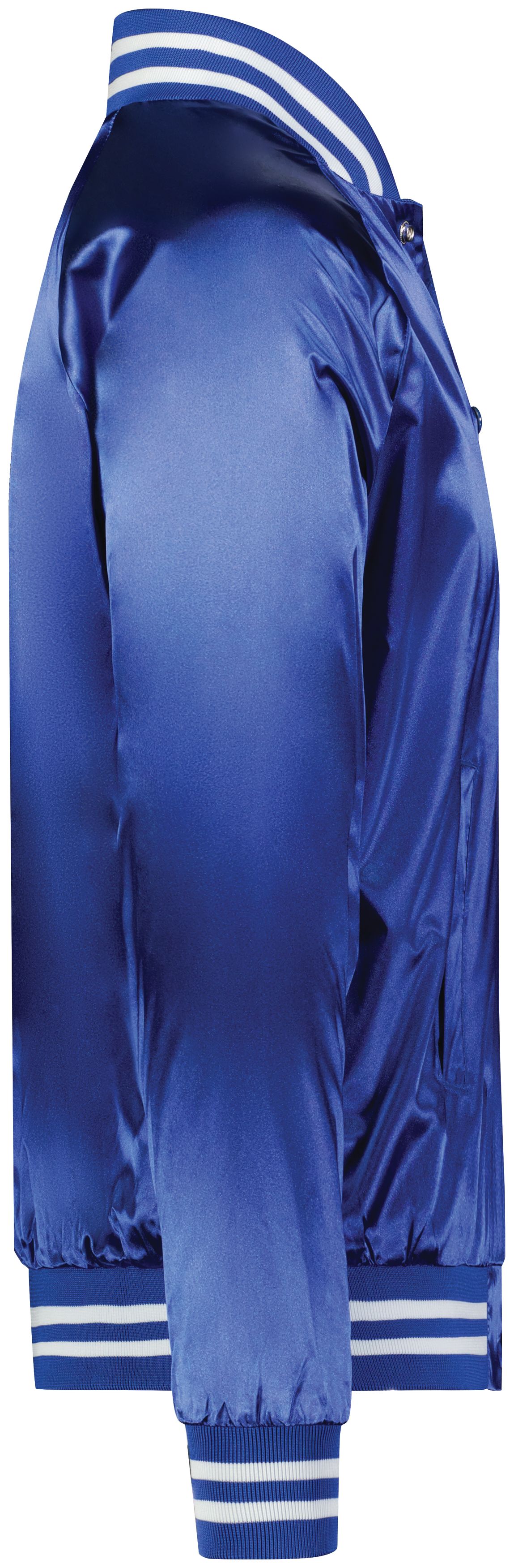 Satin Baseball Jacket/Striped Trim