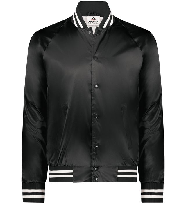 3610 | SATIN BASEBALL JACKET/STRIPED TRIM