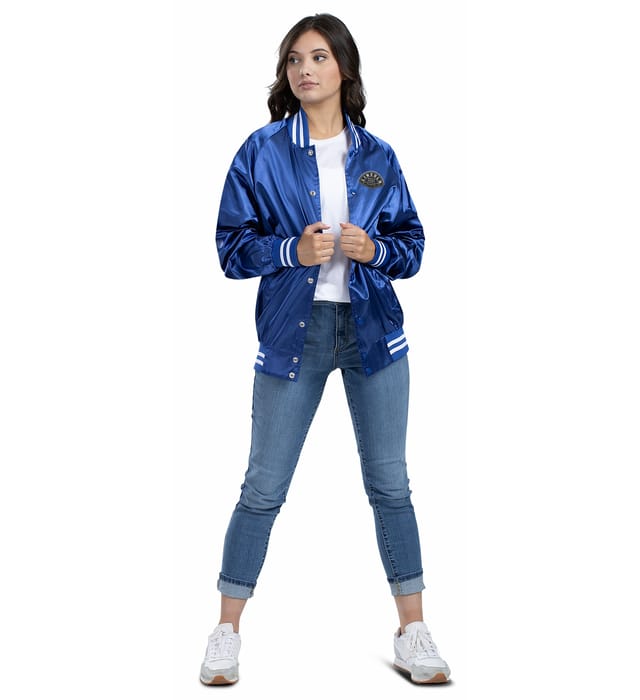 3610 | SATIN BASEBALL JACKET/STRIPED TRIM