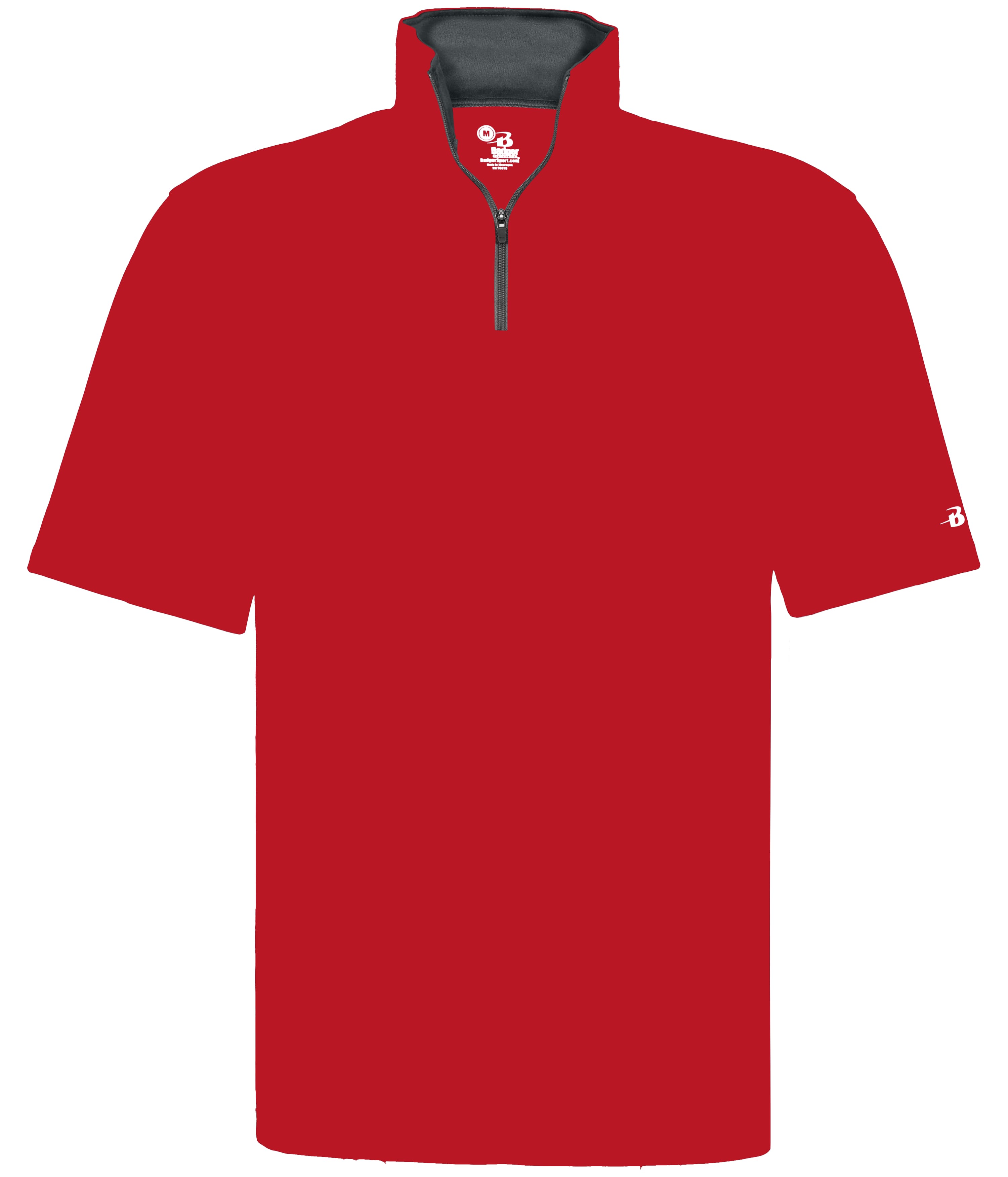 Badger Sport 419900 B-core 1/4 Zip Short Sleeve Pullover in RED/GRAPHITE (BA)