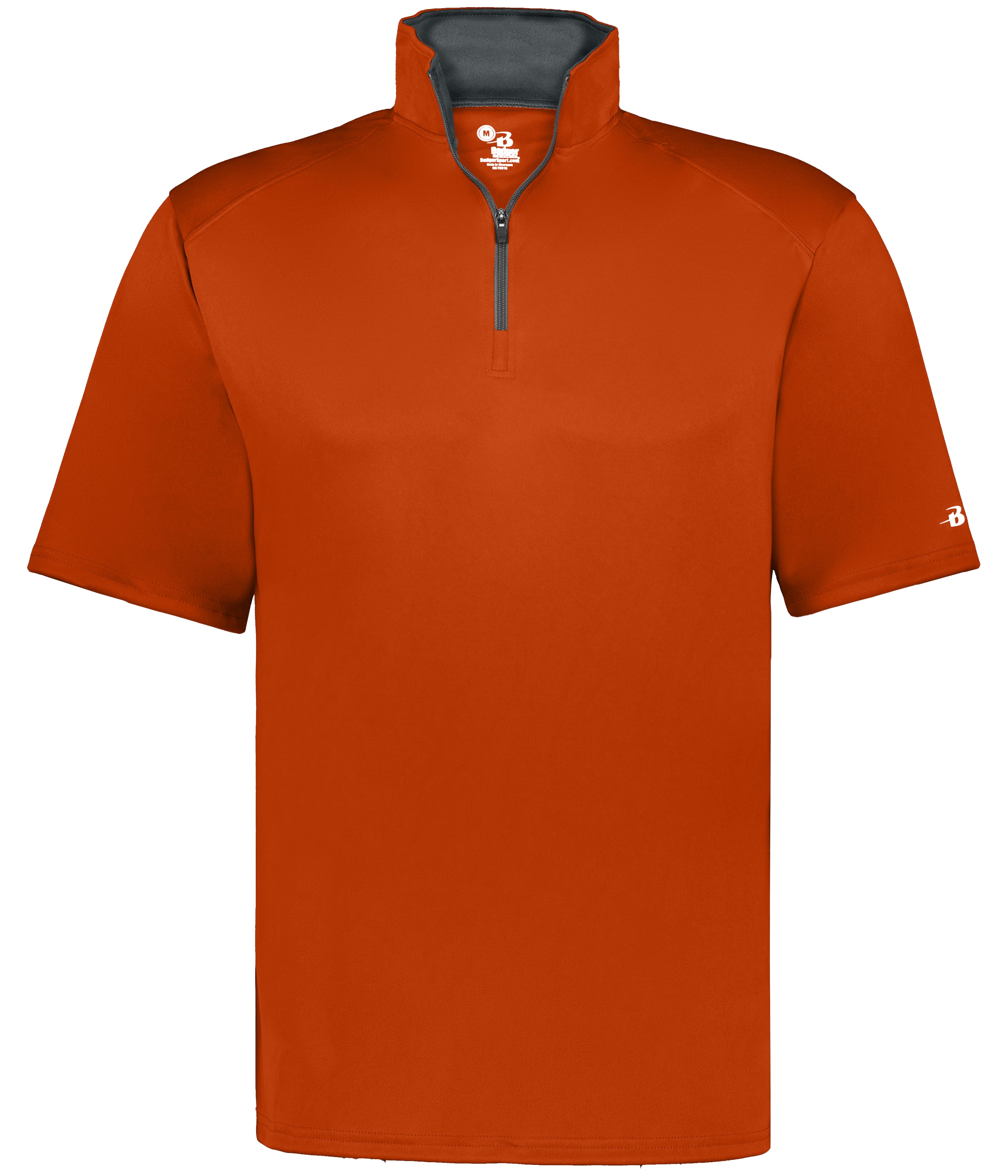 Badger Sport 419900 B-core 1/4 Zip Short Sleeve Pullover in BT. ORANGE/GRAPHITE (BA)