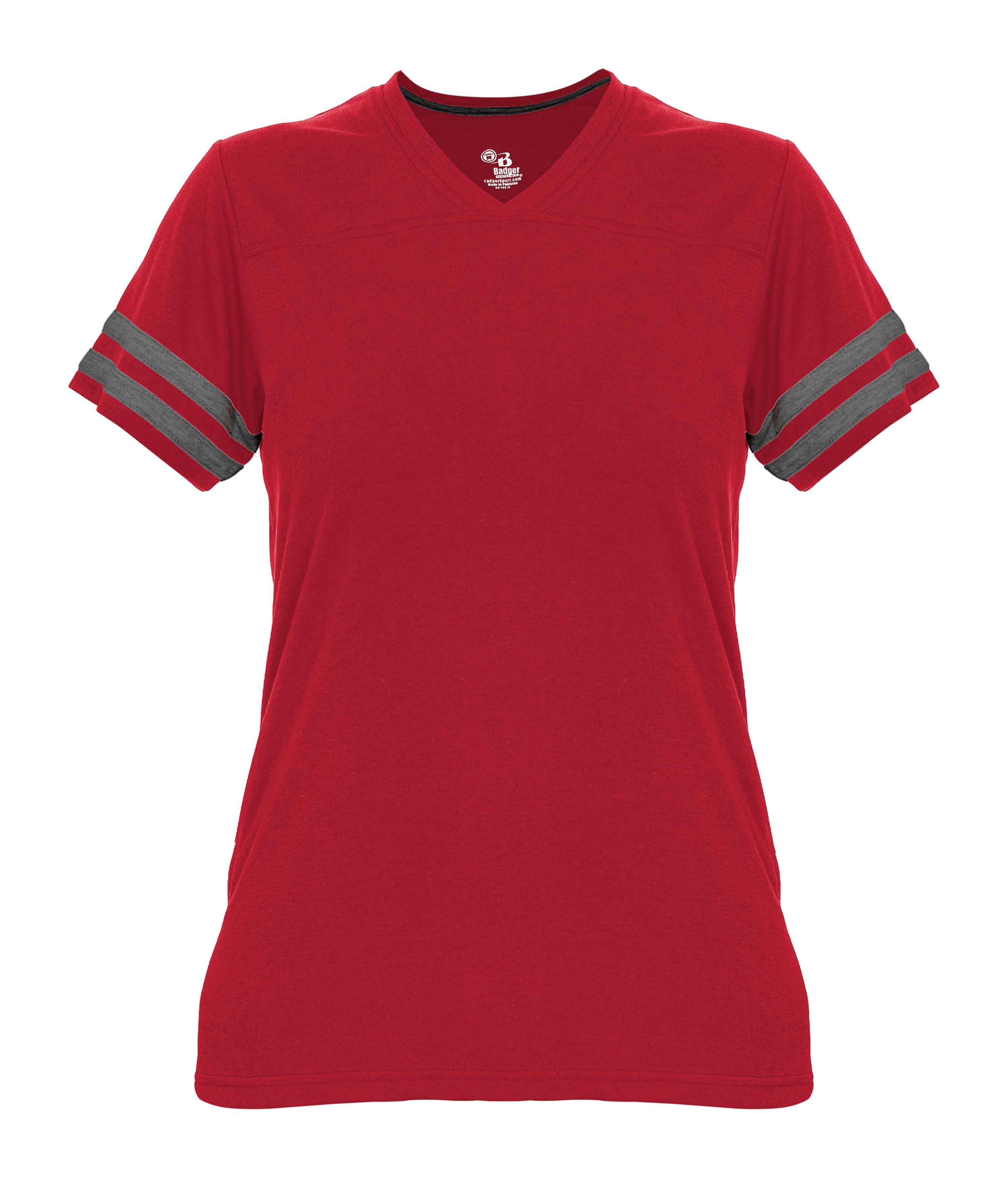 Badger Sport 496700 Ladies Tri-blend Fan Tee in RED/GRAPHITE HEATHER (BA)