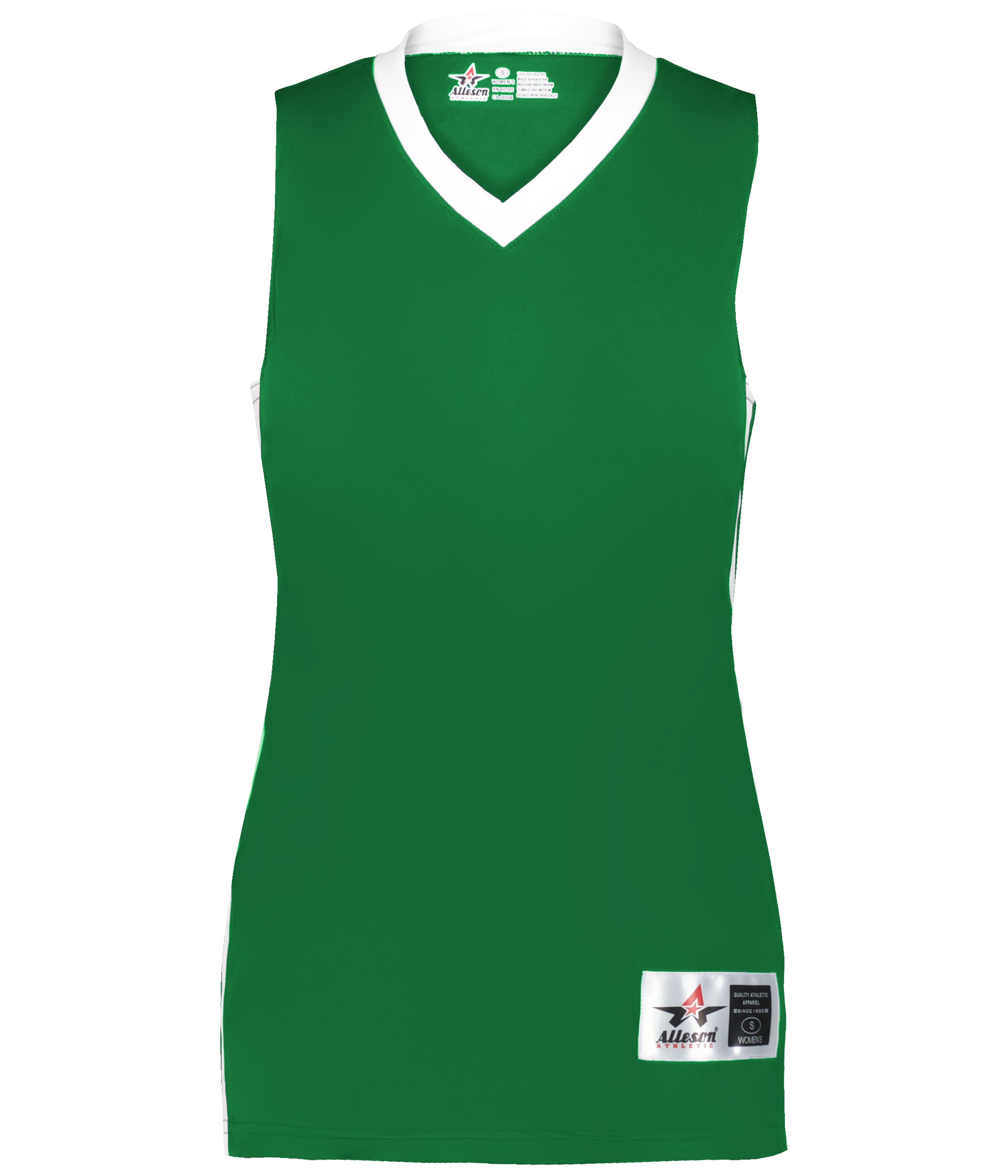 Alleson Athletic 538JW Ladies Single-ply Basketball Shorts in KELLY/WHITE (BA)