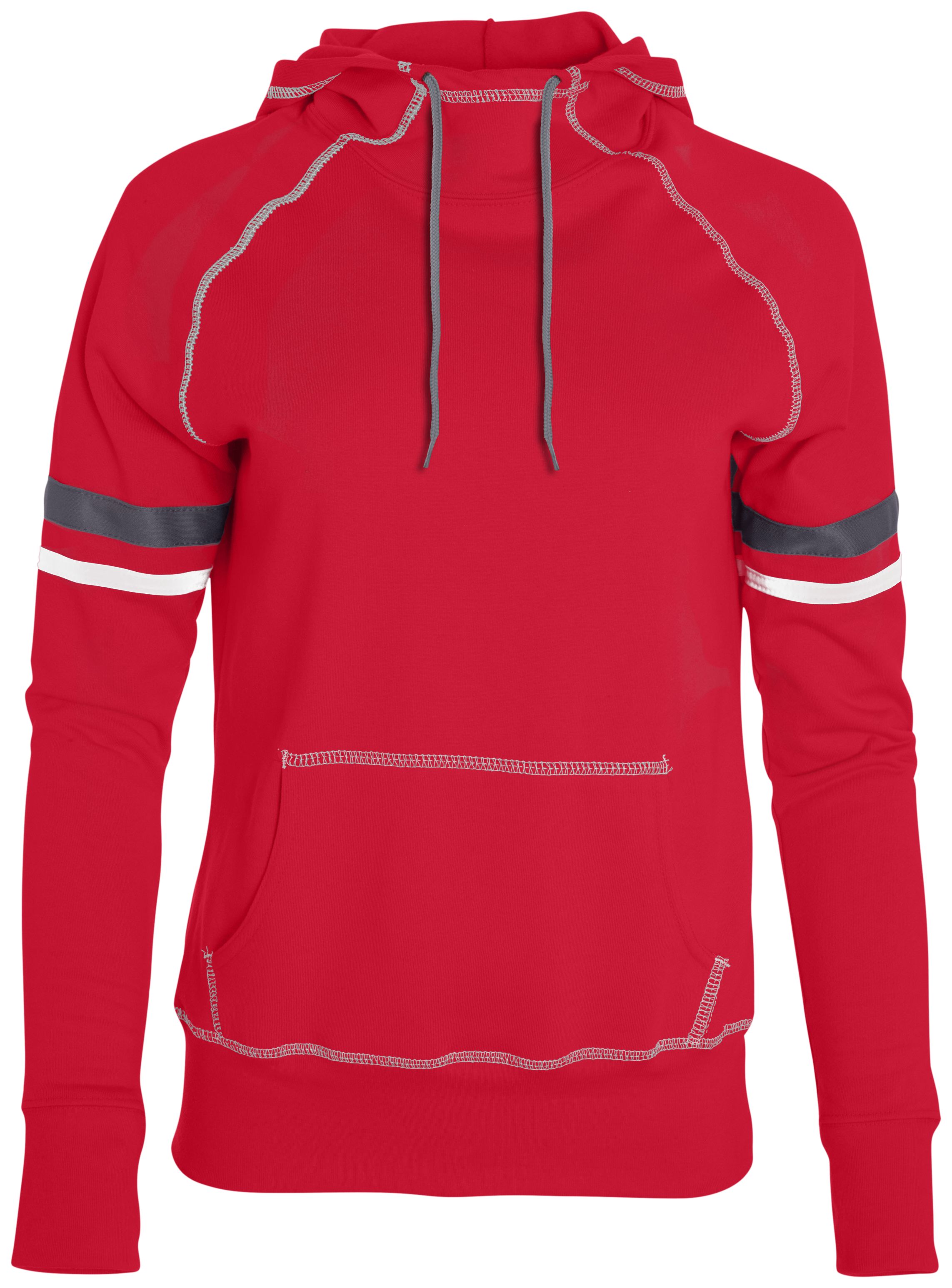 Augusta Sportswear 5440 Ladies Spry Hoodie in RED/WHITE/GRAPHITE