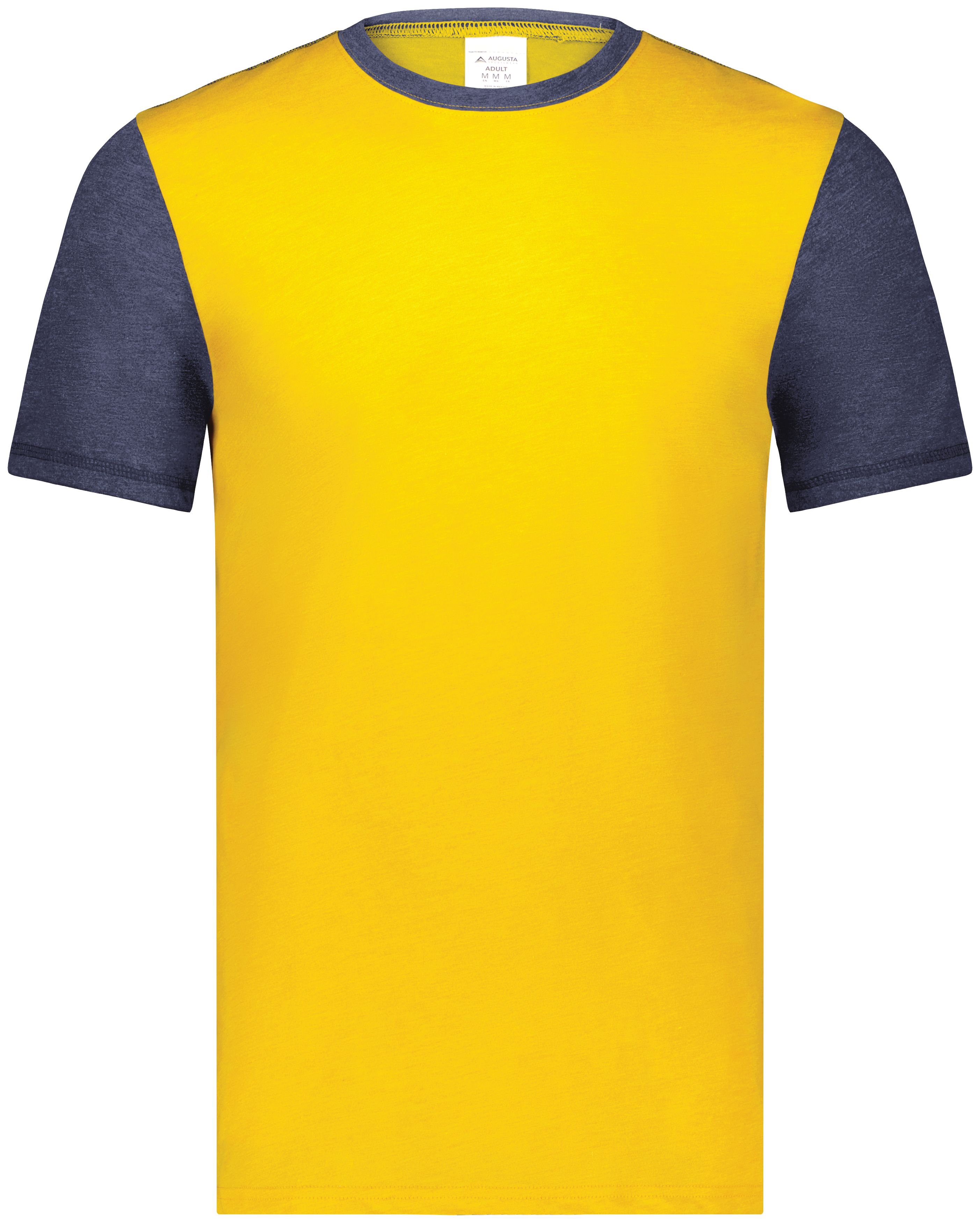 Augusta Sportswear 6876 Gameday Vintage Ringer Tee in GOLD HEATHER/NAVY HEATHER