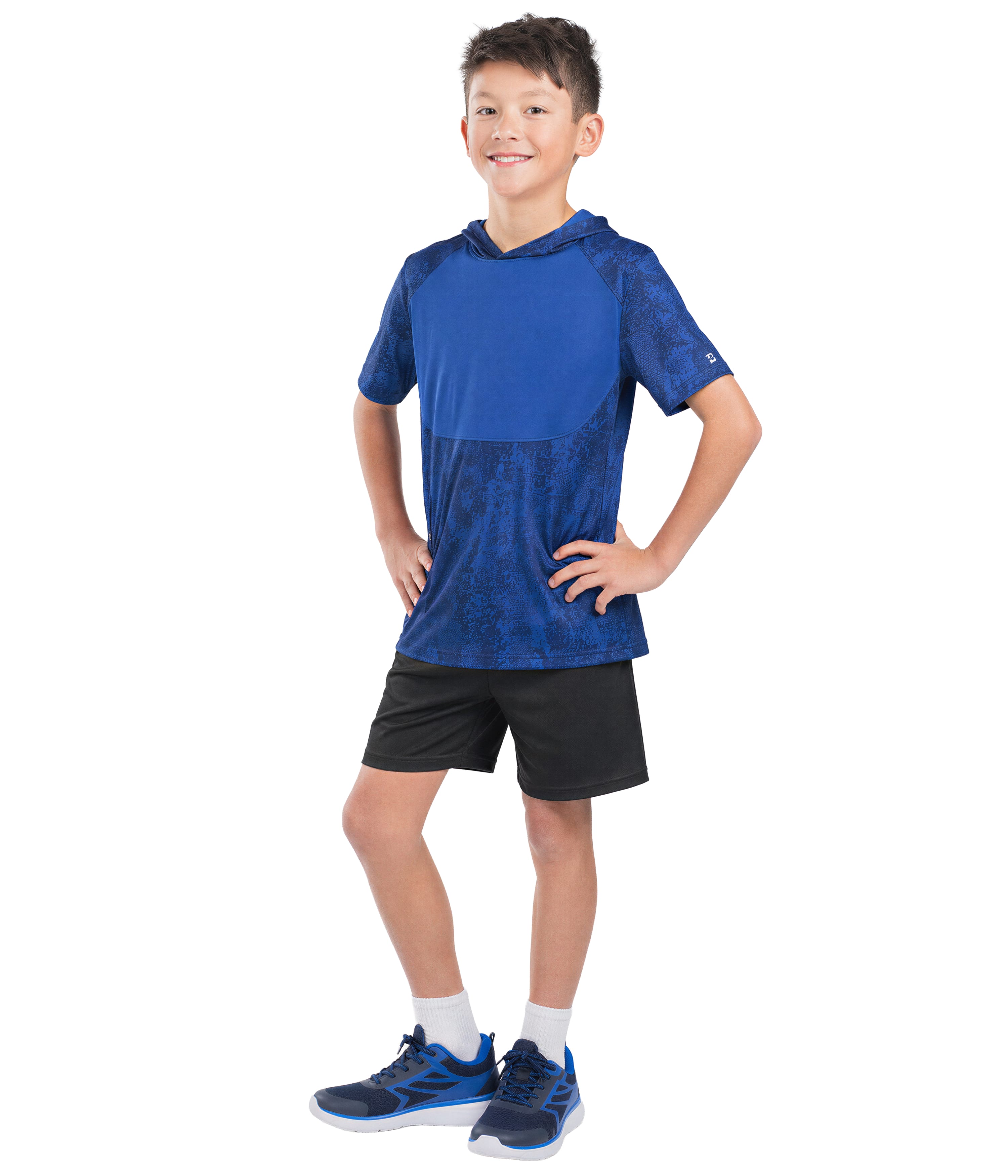 YOUTH STADIUM PRINT SHORT SLEEVE HOODED TEE